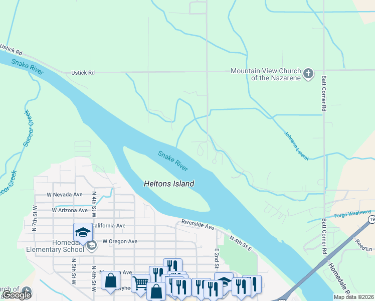 map of restaurants, bars, coffee shops, grocery stores, and more near 17501 Fargo Road in Wilder