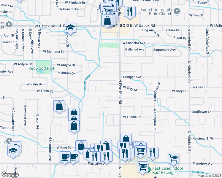 map of restaurants, bars, coffee shops, grocery stores, and more near 10721 Java Drive in Boise