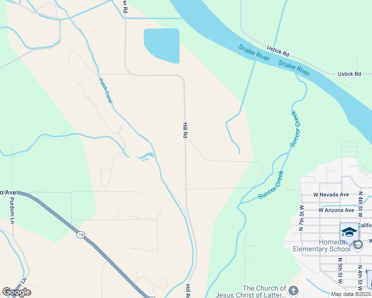 map of restaurants, bars, coffee shops, grocery stores, and more near 18699 River Rd in Homedale