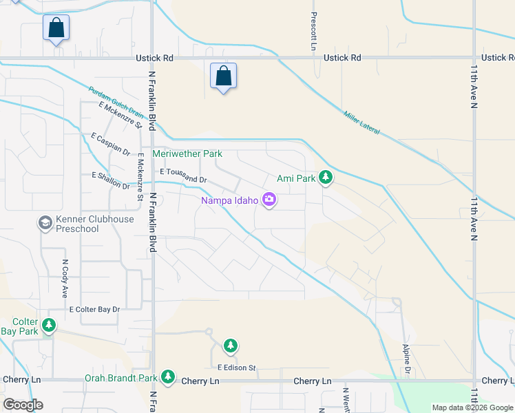 map of restaurants, bars, coffee shops, grocery stores, and more near 17534 North Bartee Way in Nampa