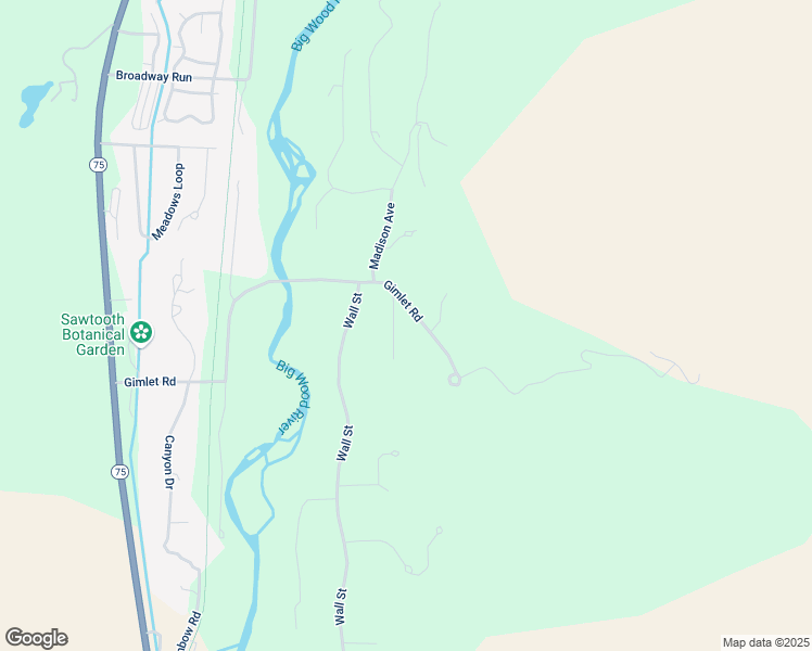 map of restaurants, bars, coffee shops, grocery stores, and more near 45 Gimlet Road in Hailey