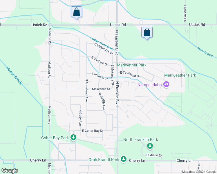map of restaurants, bars, coffee shops, grocery stores, and more near 17542 North Pichon Place in Nampa