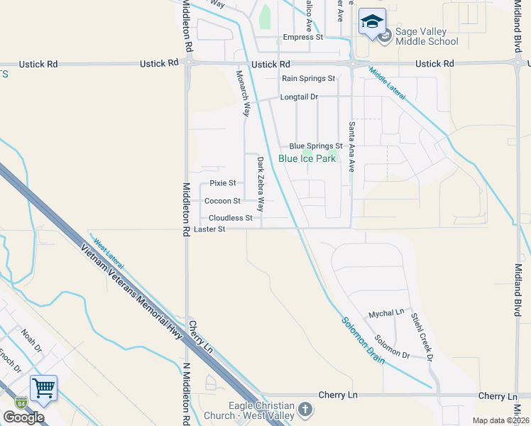 map of restaurants, bars, coffee shops, grocery stores, and more near 10768 Cloudless Court in Nampa