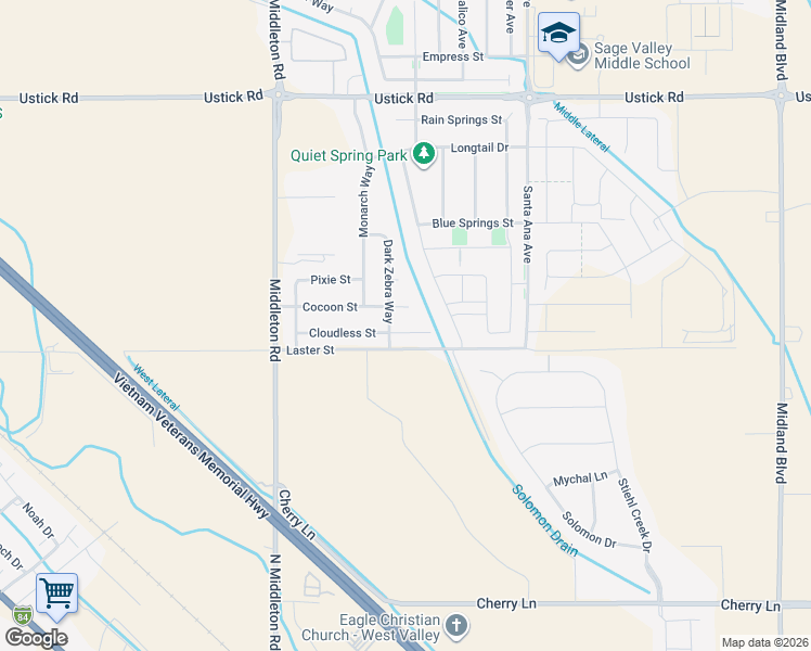 map of restaurants, bars, coffee shops, grocery stores, and more near 10744 Cloudless Court in Nampa