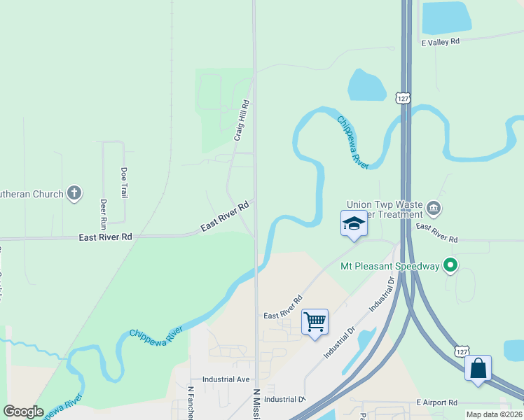 map of restaurants, bars, coffee shops, grocery stores, and more near 1033 South Mission Road in Mount Pleasant