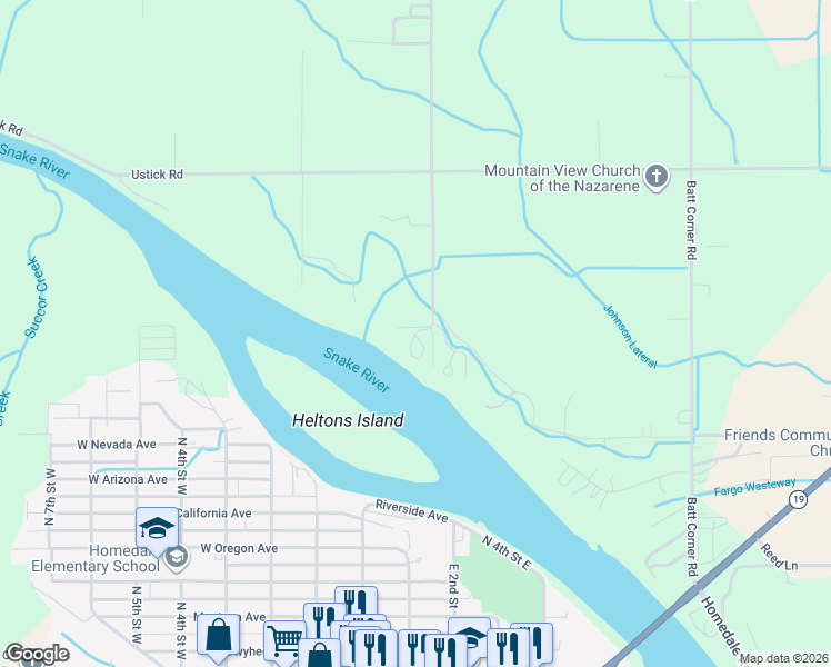 map of restaurants, bars, coffee shops, grocery stores, and more near 17501 Fargo Road in Wilder