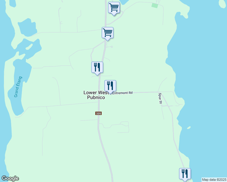 map of restaurants, bars, coffee shops, grocery stores, and more near 23 D'Entremont Road in Middle West Pubnico