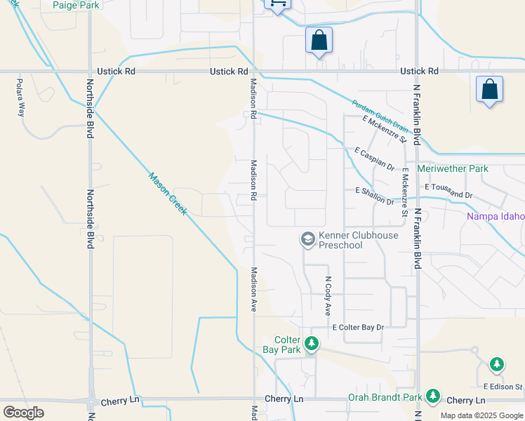 map of restaurants, bars, coffee shops, grocery stores, and more near 17537 Madison Avenue in Nampa