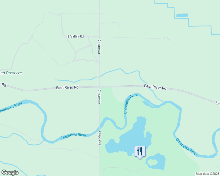 map of restaurants, bars, coffee shops, grocery stores, and more near 973-1299 South Chippewa Road in Mount Pleasant