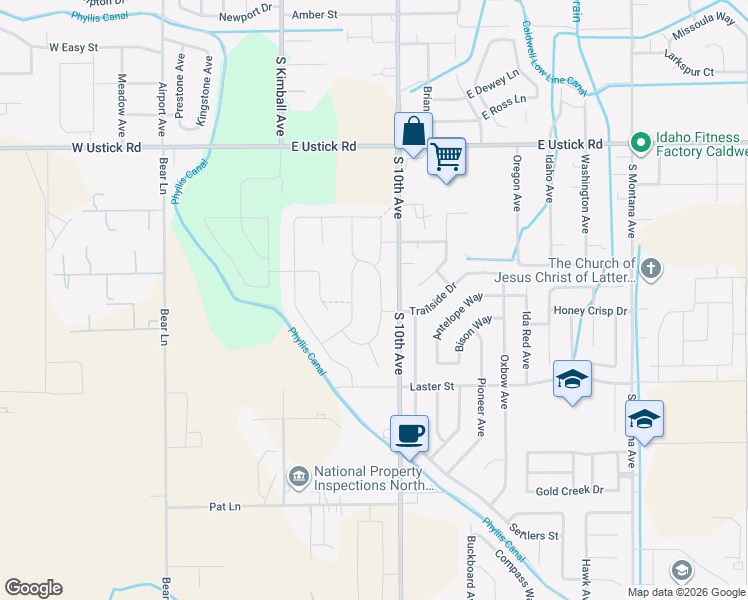map of restaurants, bars, coffee shops, grocery stores, and more near 4522 Middlesboro Way in Caldwell