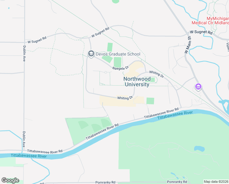 map of restaurants, bars, coffee shops, grocery stores, and more near 4000 Whiting Drive in Midland