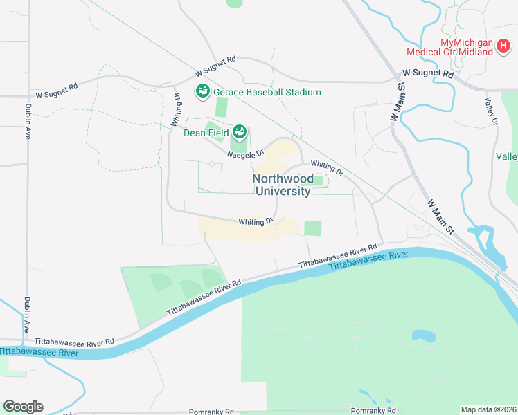 map of restaurants, bars, coffee shops, grocery stores, and more near 4000 Whiting Dr in Midland Township