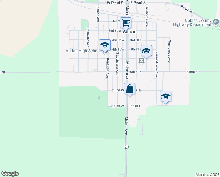 map of restaurants, bars, coffee shops, grocery stores, and more near 206 7th Street East in Adrian