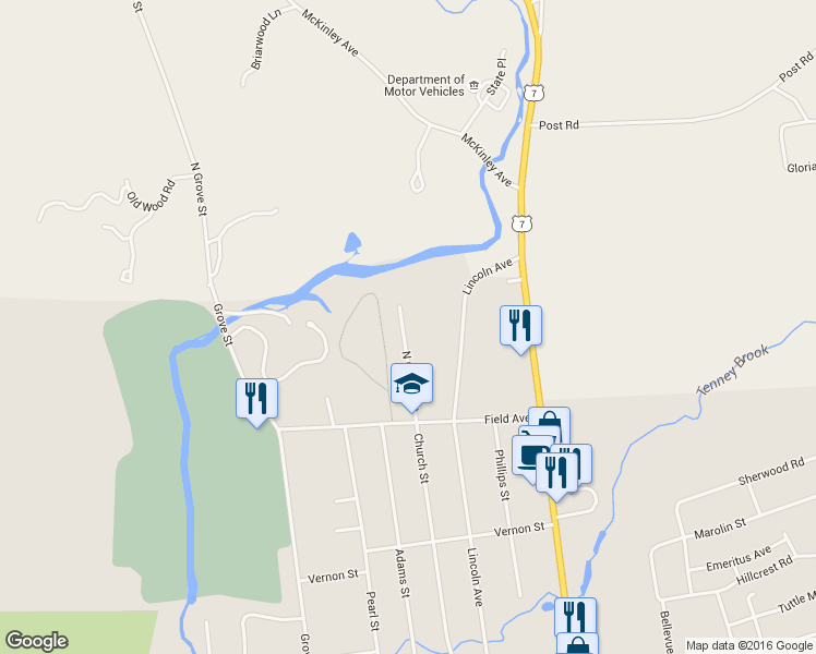 map of restaurants, bars, coffee shops, grocery stores, and more near 256 Church Street in Rutland