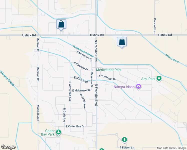 map of restaurants, bars, coffee shops, grocery stores, and more near 17642 Parkdale Avenue in Nampa