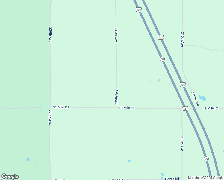map of restaurants, bars, coffee shops, grocery stores, and more near 11087 215th Avenue in Big Rapids