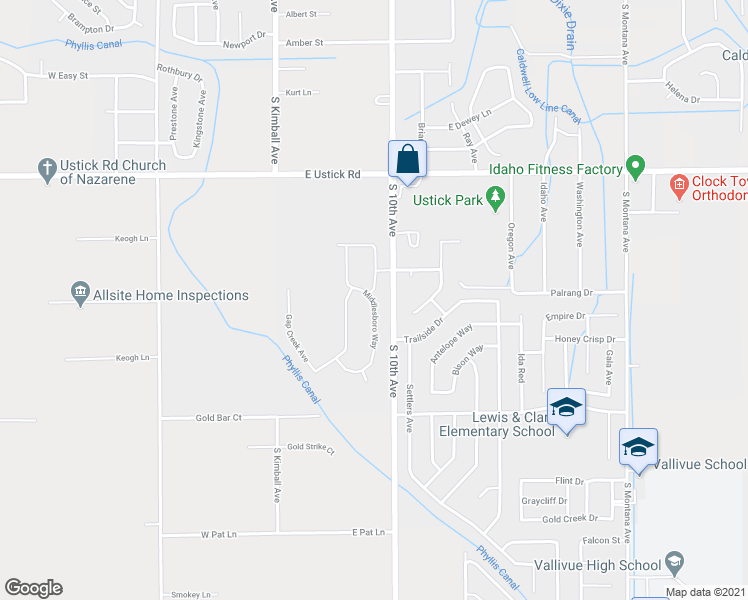 map of restaurants, bars, coffee shops, grocery stores, and more near 4522 Middlesboro Way in Caldwell
