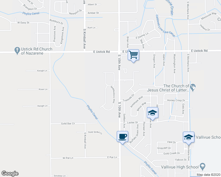 map of restaurants, bars, coffee shops, grocery stores, and more near 4522 Middlesboro Way in Caldwell