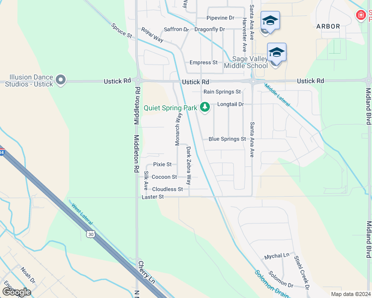 map of restaurants, bars, coffee shops, grocery stores, and more near 17717 Dark Zebra Way in Nampa