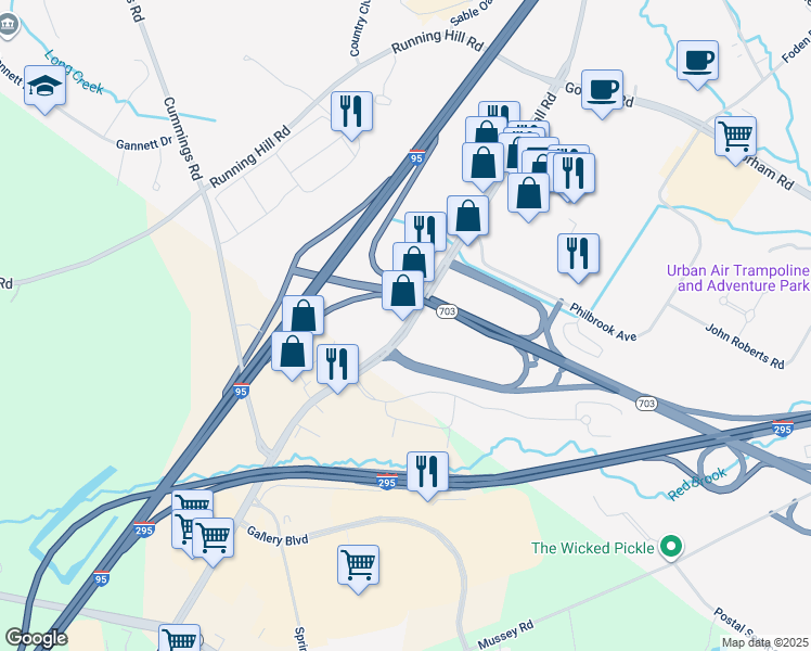 map of restaurants, bars, coffee shops, grocery stores, and more near 700 Maine Mall Road in South Portland