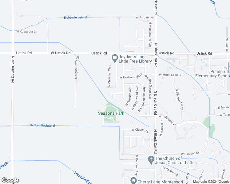 map of restaurants, bars, coffee shops, grocery stores, and more near 5232 West Crossridge Street in Meridian