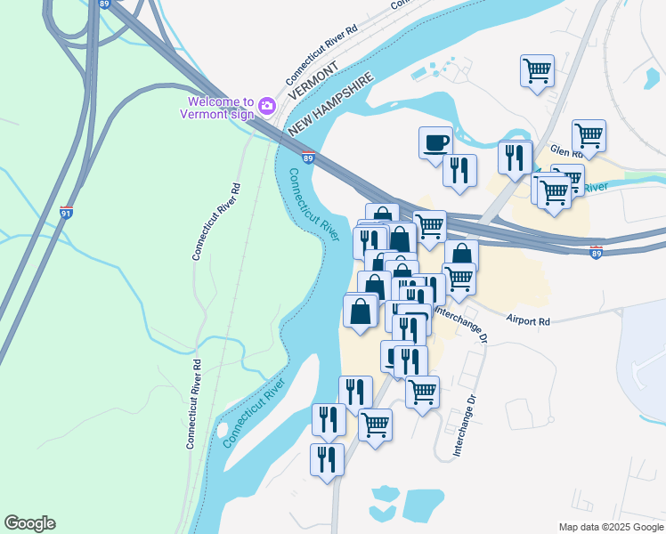 map of restaurants, bars, coffee shops, grocery stores, and more near 250 North Plainfield Road in Lebanon