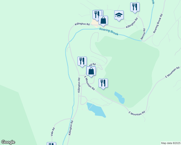 map of restaurants, bars, coffee shops, grocery stores, and more near 58 Old Mill Road in Killington