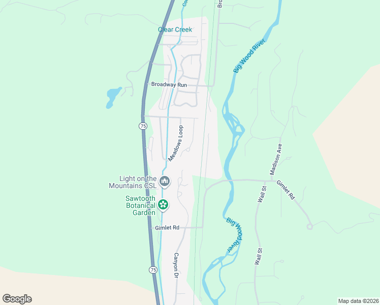 map of restaurants, bars, coffee shops, grocery stores, and more near Southern Comfort Road in Hailey