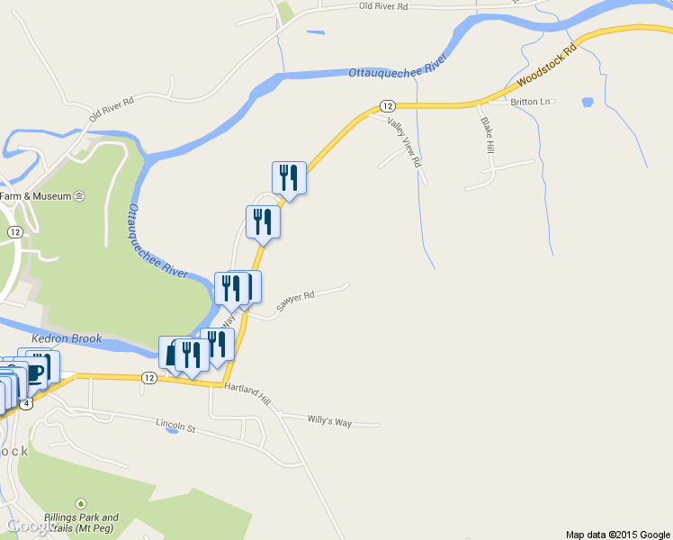map of restaurants, bars, coffee shops, grocery stores, and more near 7802 Sawyer Road in Woodstock