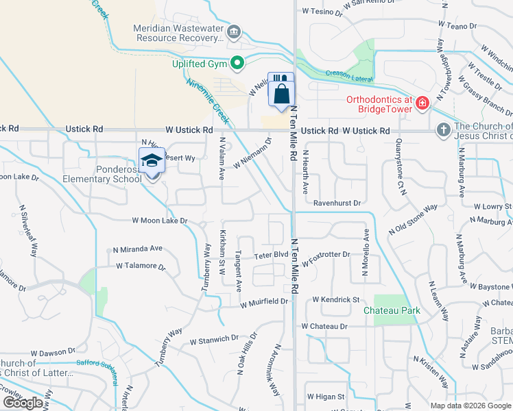 map of restaurants, bars, coffee shops, grocery stores, and more near 2828 North Phoenix Avenue in Meridian