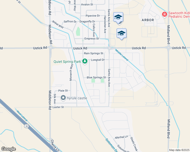 map of restaurants, bars, coffee shops, grocery stores, and more near 17765 Mud Springs Avenue in Nampa