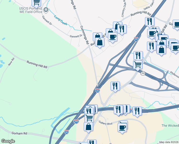 map of restaurants, bars, coffee shops, grocery stores, and more near 2 Cummings Road in Scarborough