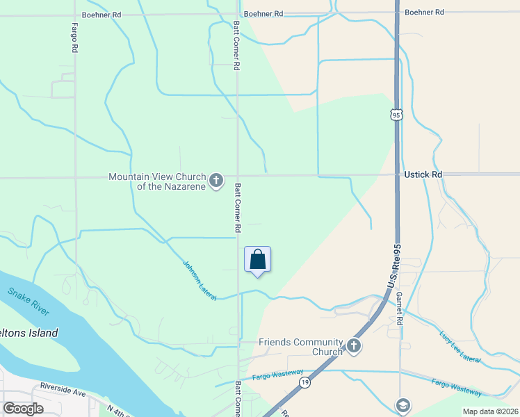 map of restaurants, bars, coffee shops, grocery stores, and more near 26453 Ustick Road in Wilder