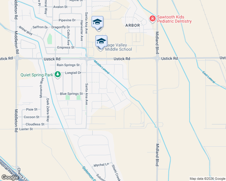 map of restaurants, bars, coffee shops, grocery stores, and more near 17769 Jackson Ridge Way in Nampa