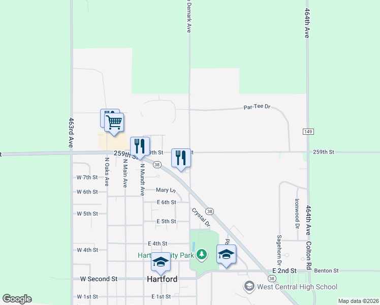 map of restaurants, bars, coffee shops, grocery stores, and more near 1007 North Vandemark Avenue in Hartford