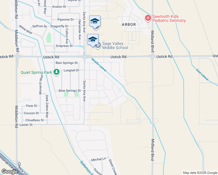 map of restaurants, bars, coffee shops, grocery stores, and more near 17769 Jackson Ridge Way in Nampa