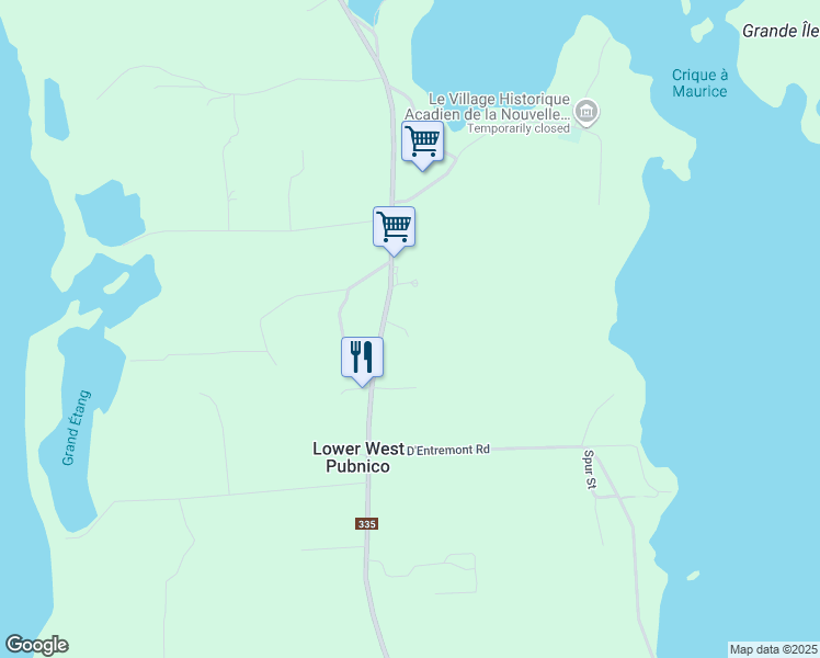 map of restaurants, bars, coffee shops, grocery stores, and more near 17 Ponderosa Lane in Middle West Pubnico
