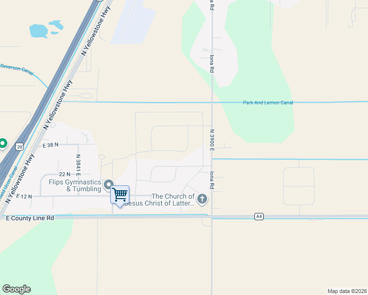 map of restaurants, bars, coffee shops, grocery stores, and more near 3893 Ash Lane in Rigby