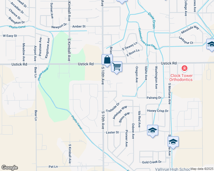 map of restaurants, bars, coffee shops, grocery stores, and more near 4321 South 10th Avenue in Caldwell