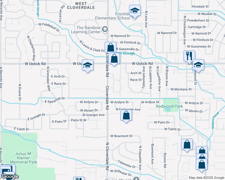 map of restaurants, bars, coffee shops, grocery stores, and more near 2870 North Cloverdale Road in Boise