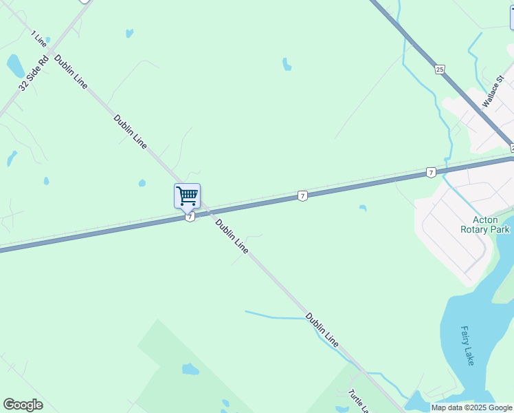 map of restaurants, bars, coffee shops, grocery stores, and more near 7142 Ontario 7 in Acton