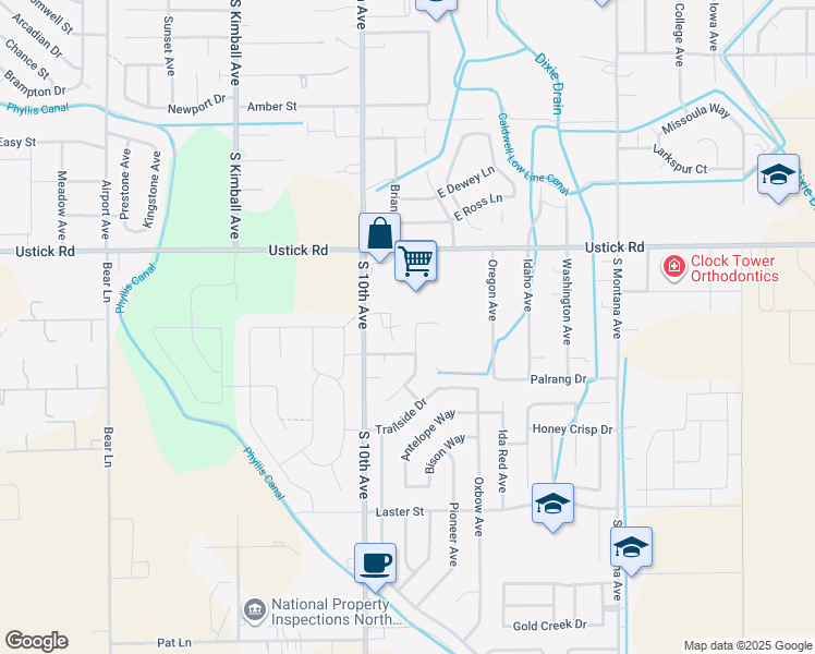 map of restaurants, bars, coffee shops, grocery stores, and more near 622 East Ustick Road in Caldwell