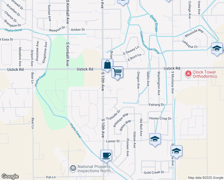 map of restaurants, bars, coffee shops, grocery stores, and more near 622 East Ustick Road in Caldwell