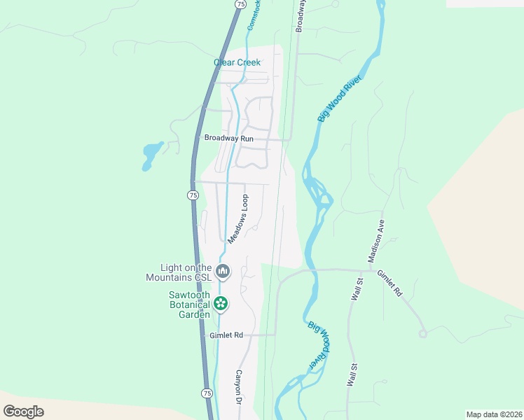 map of restaurants, bars, coffee shops, grocery stores, and more near Southern Comfort Road in Blaine County