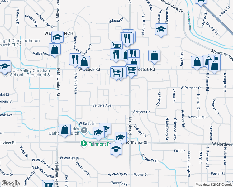 map of restaurants, bars, coffee shops, grocery stores, and more near 7514 West Tottenham Lane in Boise