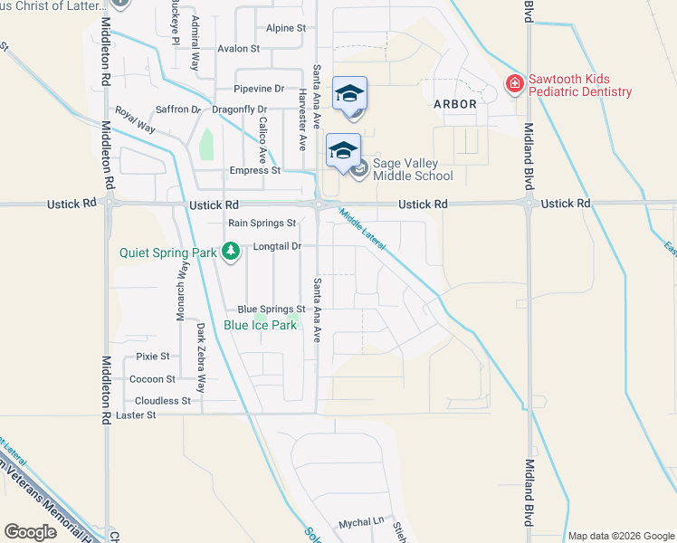 map of restaurants, bars, coffee shops, grocery stores, and more near 17855 Stony Ridge Avenue in Nampa
