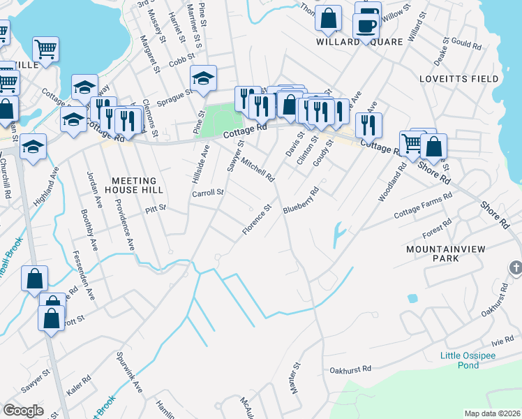 map of restaurants, bars, coffee shops, grocery stores, and more near 44 Sterling Avenue in South Portland