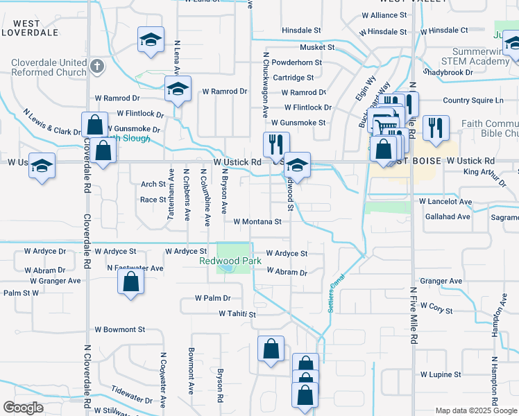 map of restaurants, bars, coffee shops, grocery stores, and more near 3009 Mumbarto Avenue in Boise