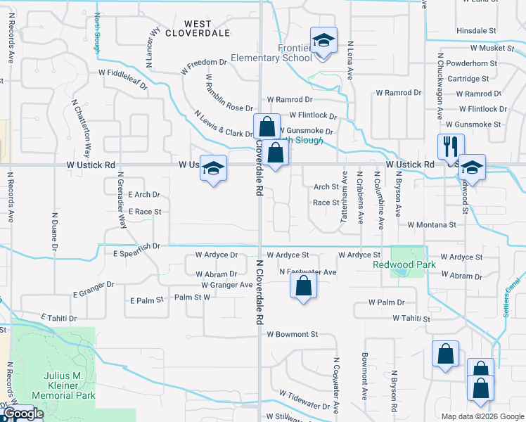 map of restaurants, bars, coffee shops, grocery stores, and more near 2822 North Cloverdale Road in Boise