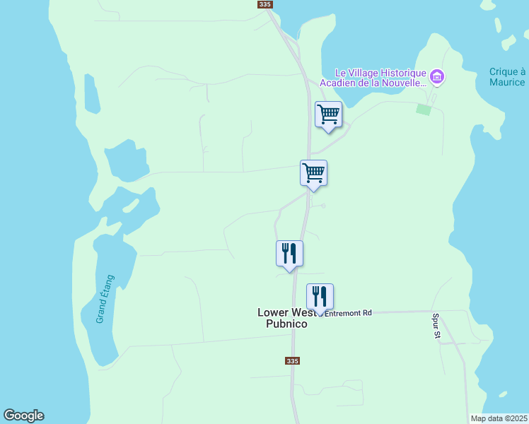 map of restaurants, bars, coffee shops, grocery stores, and more near Louis B. Road in Lower West Pubnico